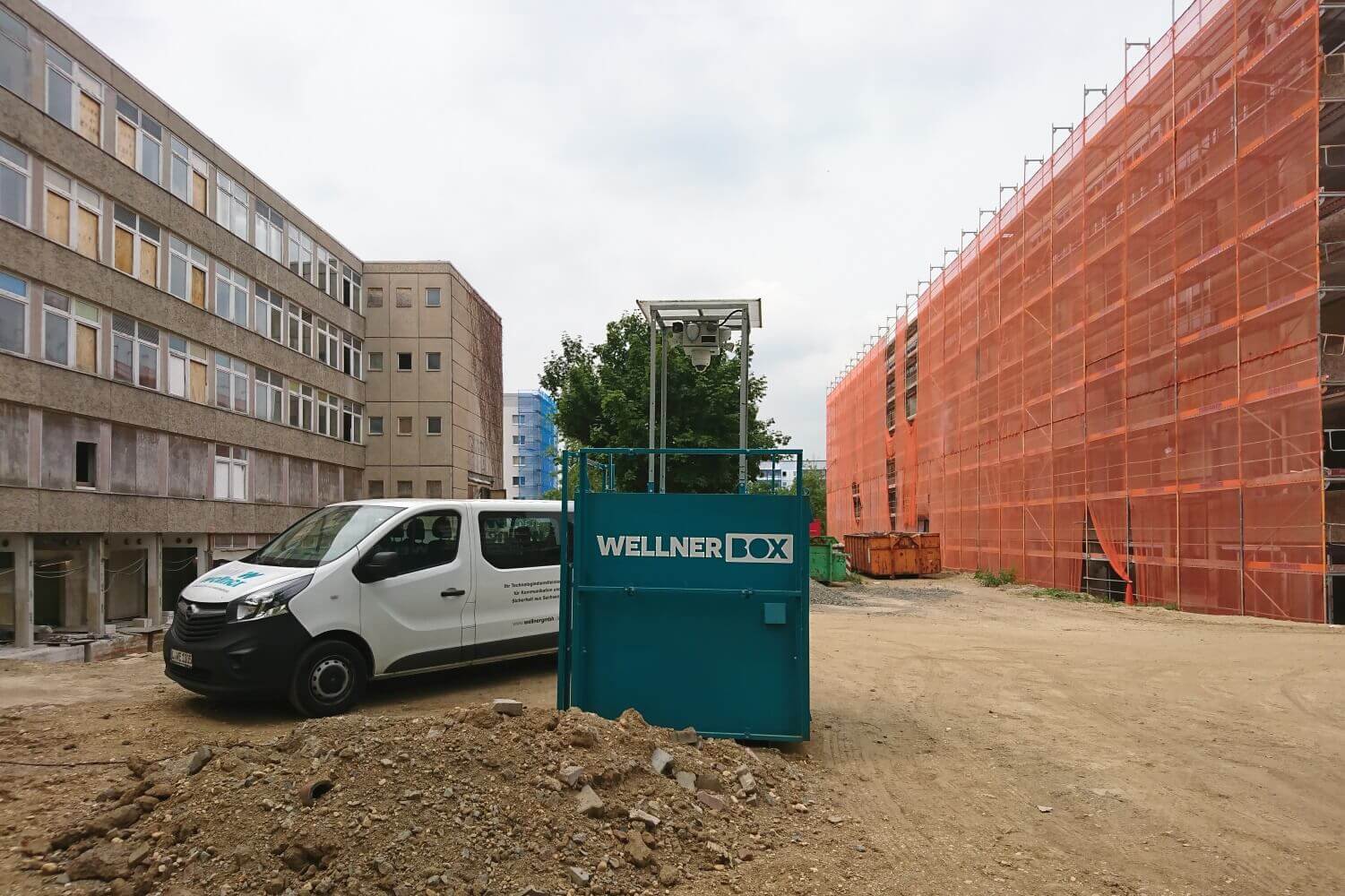 WellnerBOX auf dem zukünftigen Pausenhof des neuen Leipziger Schulzentrums